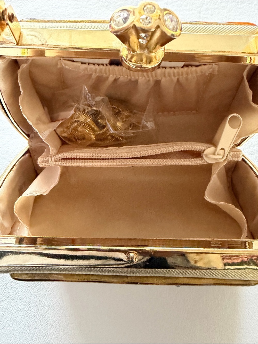 VTG Debbie Brooks Yellow Butterfly Enameled Dome Handbag Whimsy Floral Glitter - Picture 11 of 12
